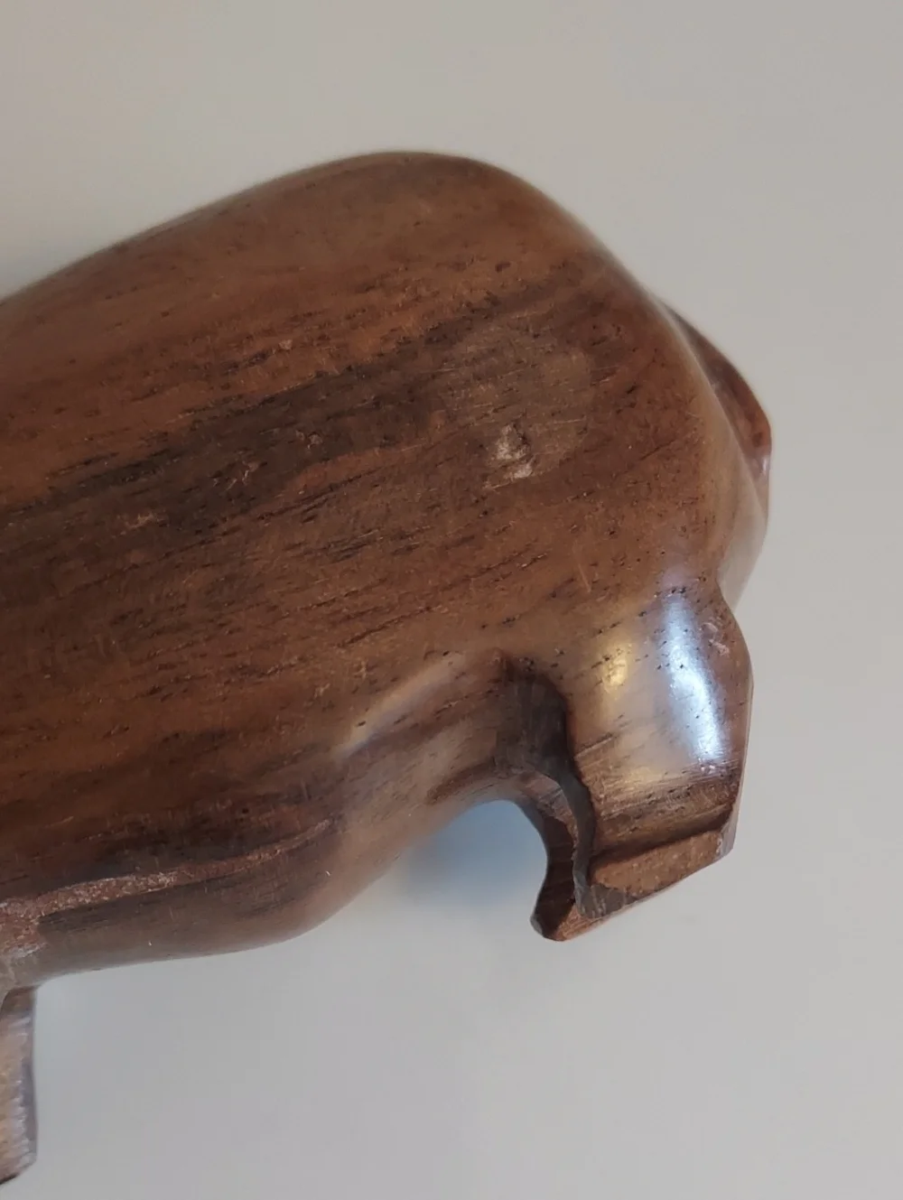 Hippo Figurine Carved Wood 5